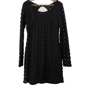 Free People Black Lace Long Sleeve Mini Dress